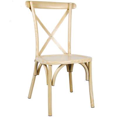 Hot Sale High Quality Stackable Wooden Like Metal  Cross Back Chair